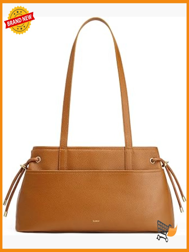 Genuine Leather Hobo Tote Bag Drawstring Zipper Compartment Travel